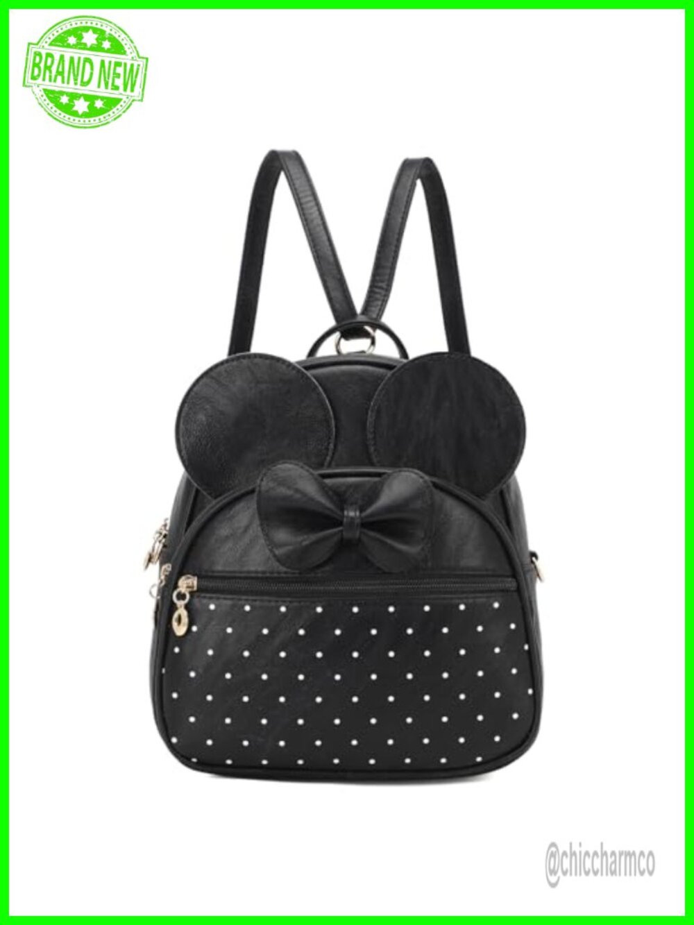 Cute Mini Backpack Bowknot Polka Dot Convertible Shoulder Bag Purse Faux Leather